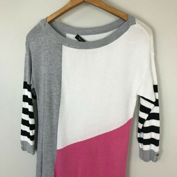 WHBM Color Block Striped Asymmetrical Sweater - Picture 3 of 6